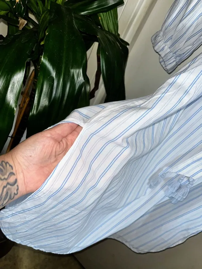 Robe chemisier blanc à rayures bleues, taille S, Neuf avec étiquette - H&M - photo numéro 12