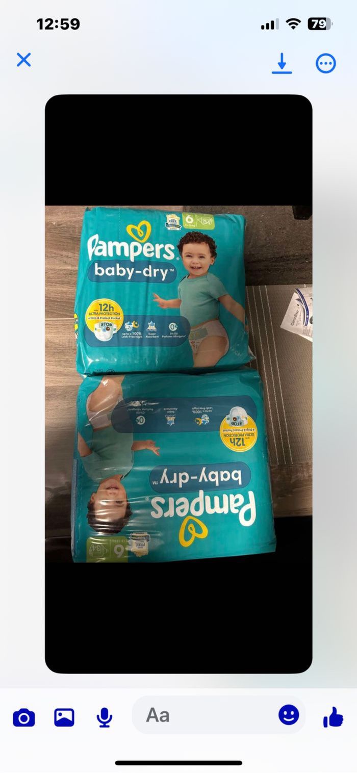 2  paquets de couches Pampers t 6