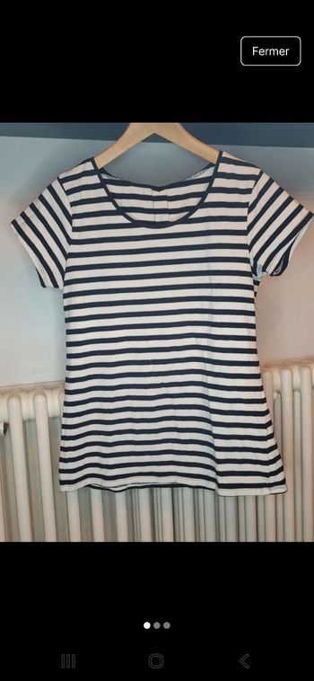 Tee-shirt rayé noir et beige nœud dans le dos