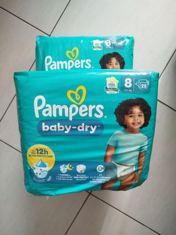 Pampers Baby Dry T8 2x28 couches 17kgs +