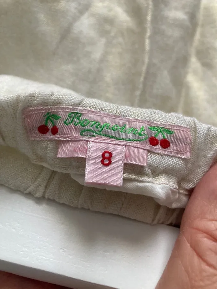 Bonpoint 🍒 haut + short en lin beige doré 8 ans - photo numéro 19