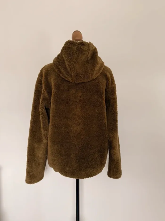 Sweatshirt capuche polaire teddy vert kaki poches neuf M pull sweat coton felpa suéter vest - photo numéro 5