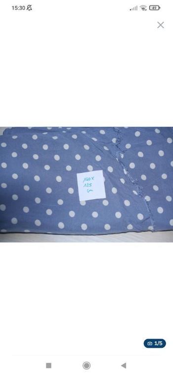 Coupon tissu viscose bleu pois