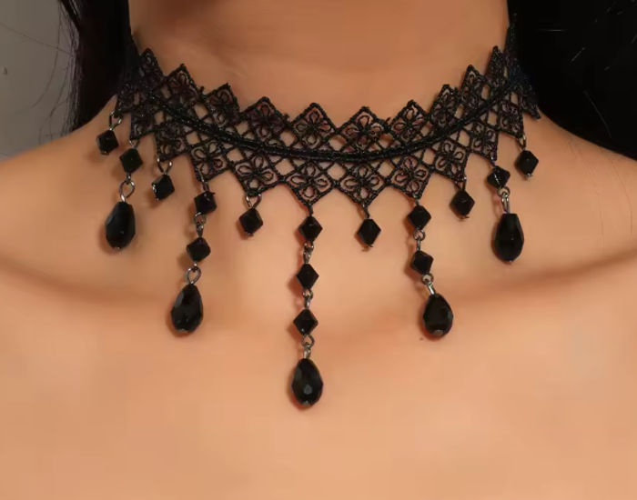 Collier **neuf** dentelle gothique sexy vintage noir (CGP) punk rock