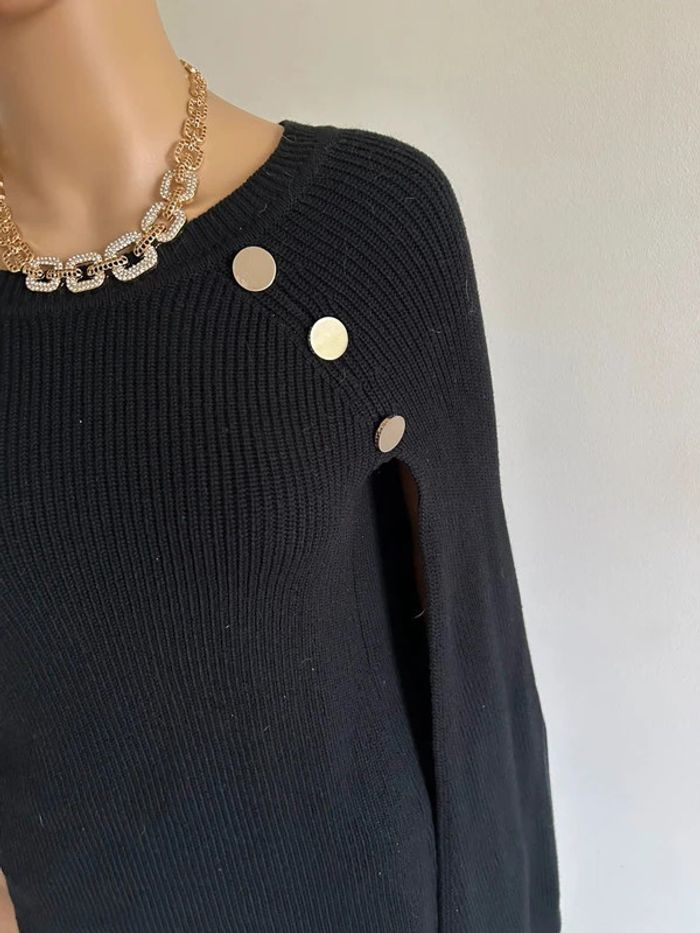 Poncho noir avec boutons dorés Morgan taille S jamais porté - photo numéro 6