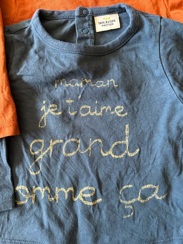 Lot 3 tshirts manches longues léger 9 mois - photo numéro 3