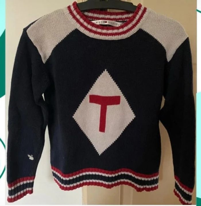 Pull coton Tommy Hilfiger garçon 8 ans bleu marine - photo numéro 2
