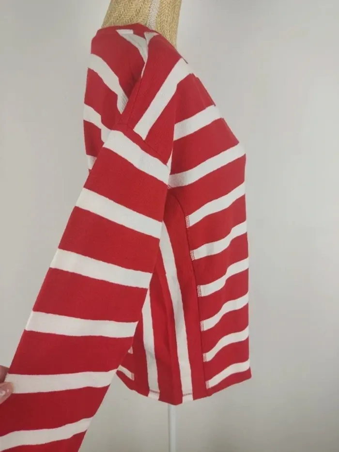 Pull manches longues marinière rouge et blanc taille L Esprit - photo numéro 6