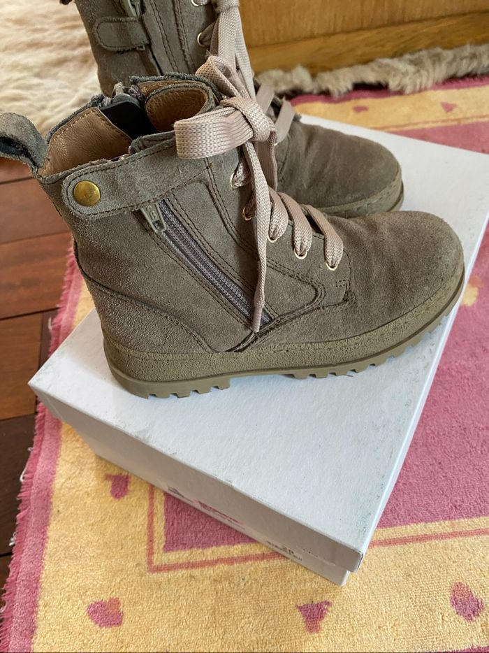 Boots taupe  28 cuir nubuck beige taupe - photo numéro 4