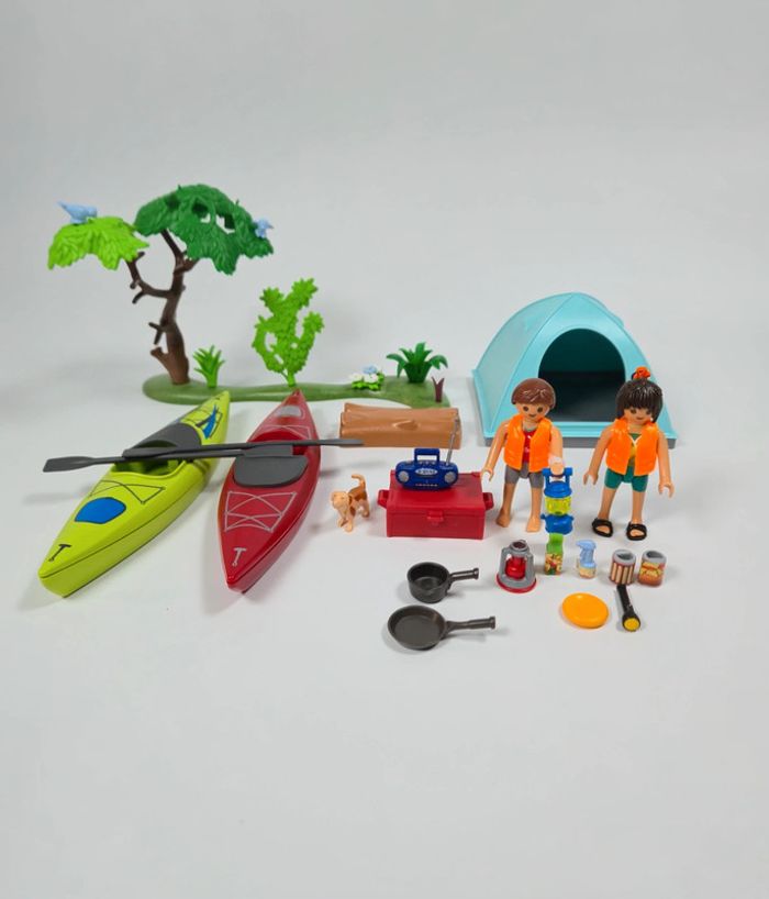 Playmobil Vacanciers avec tente bleue Camping