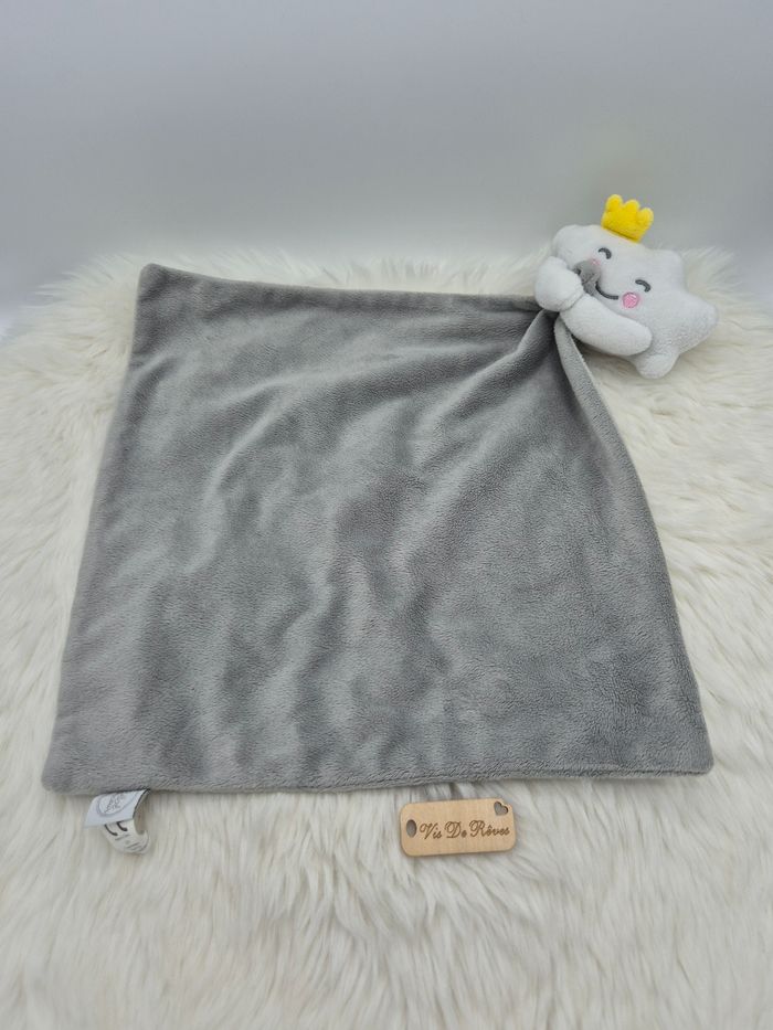 Doudou plat blanc gris nuage Bébé Douceur