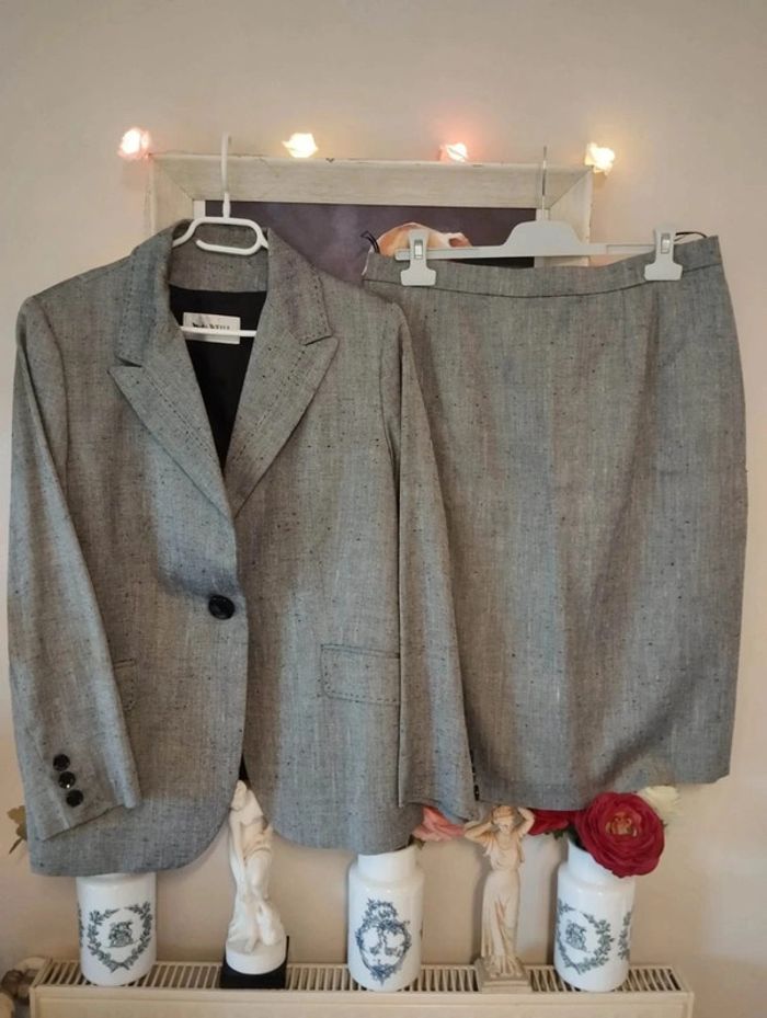 💞 Ensemble Blazer & Jupe Vichy Imitation Lin Collection Vintage Weill T44/46💞 - photo numéro 13
