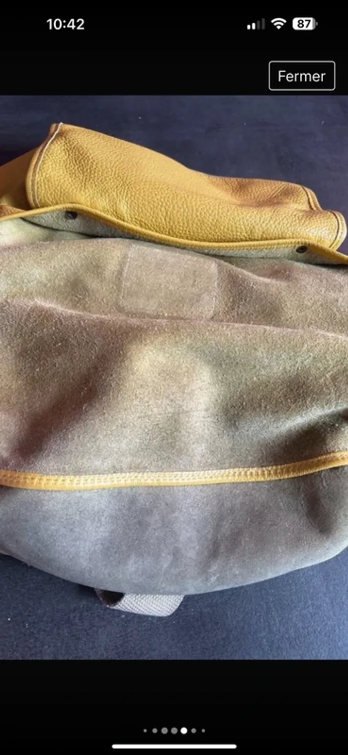 Véritable sac besace vintage #upla moutarde - photo numéro 12