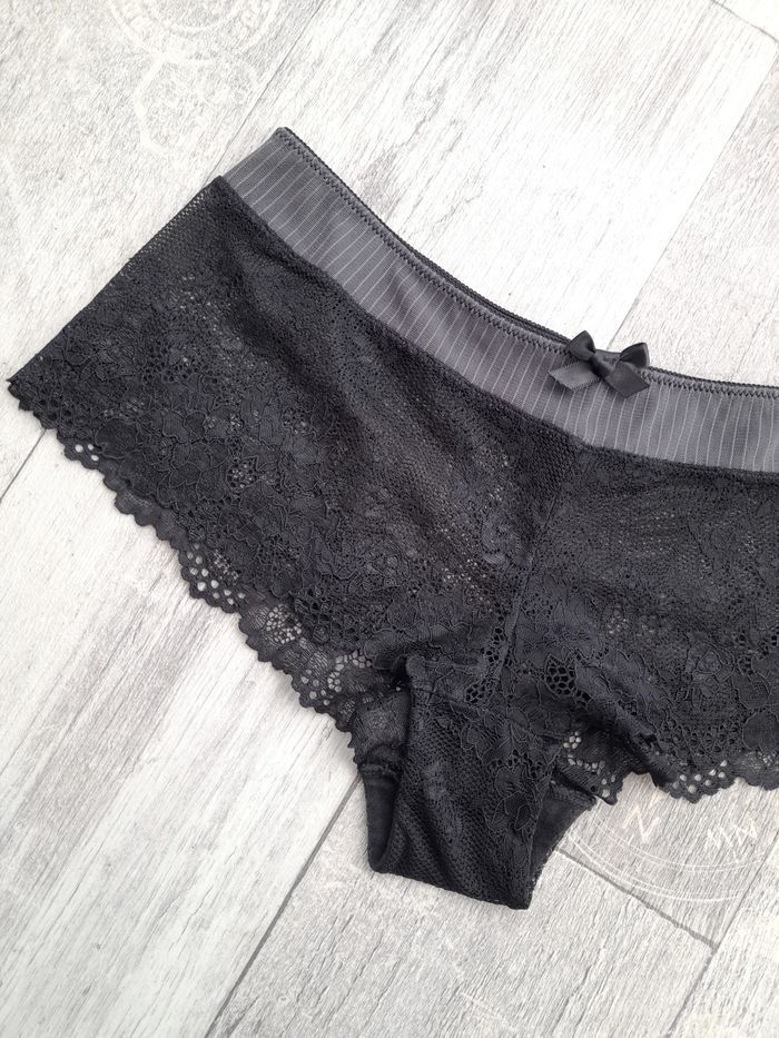 Shorty dentelle noir et gris anthracite - Athéna - photo numéro 2