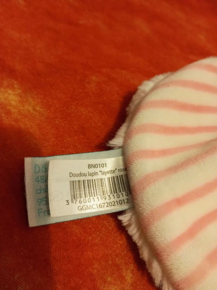 Doudou rond Baby nat tendre layette rayé rose - photo numéro 6