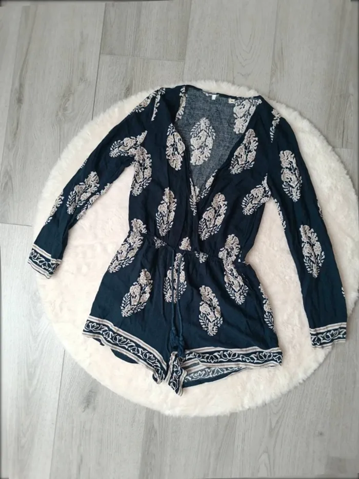 💙 Combishort bleu à imprimé floral – Taille M/L