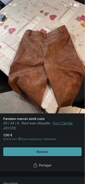 Pantalon marron similicuir 