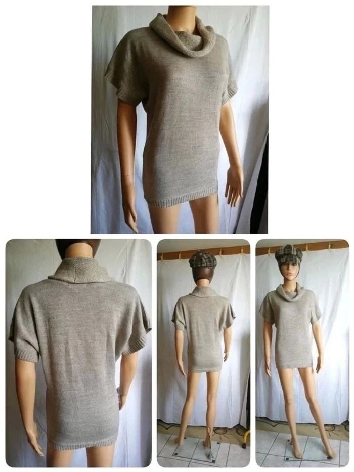 Tunique en maille beige & argenté T. 36 Cache Cache 💮 90% Acrylique 6% Polyester 4% Fils métallisés - photo numéro 2