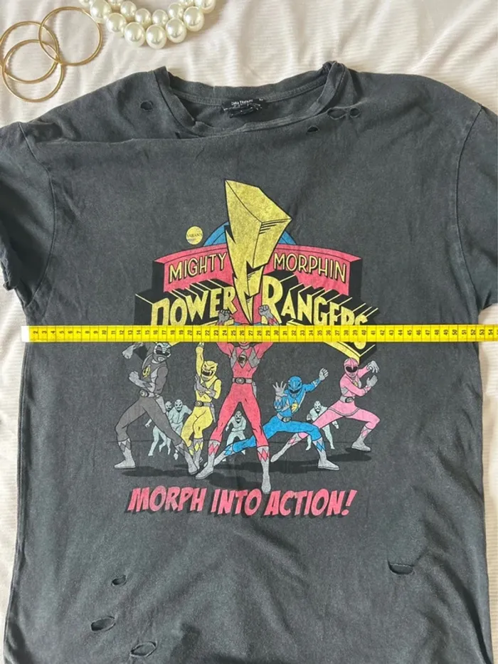 T-shirt troué Power Rangers Zara gris taille s - photo numéro 6