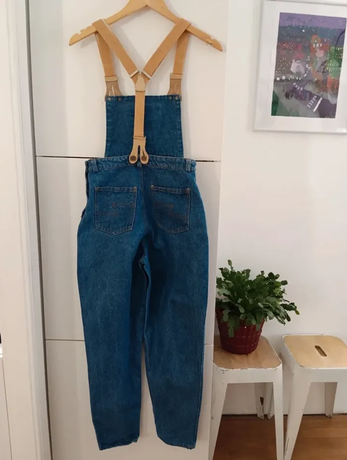 Salopette vintage taille haute bavette amovible - photo numéro 8