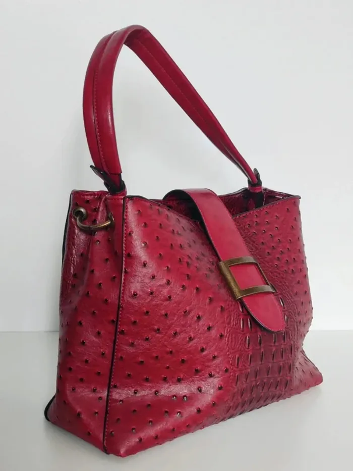 Sac effet cuir bordeaux point relief noir / Mandoline - photo numéro 7