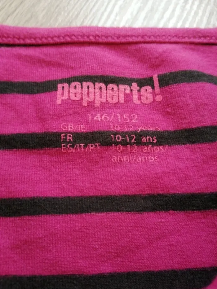 Tee-shirt manches longues rayé rose et noir à message / pepperts / (10-12ans) - photo numéro 2