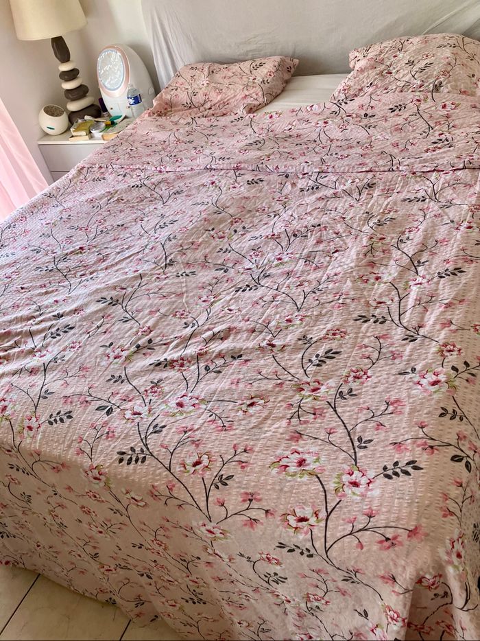 Parure de lit rose Fleurs de Cerisier en coton 🌸 - photo numéro 2