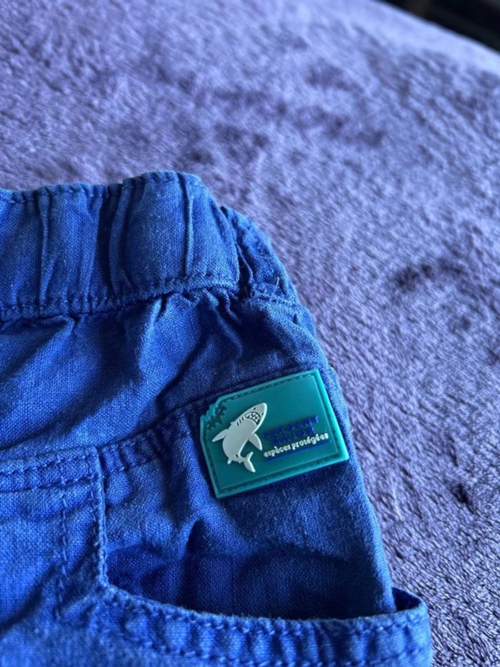 Bermuda garcon en lin bleu Sergent major taille 4 ans - photo numéro 2