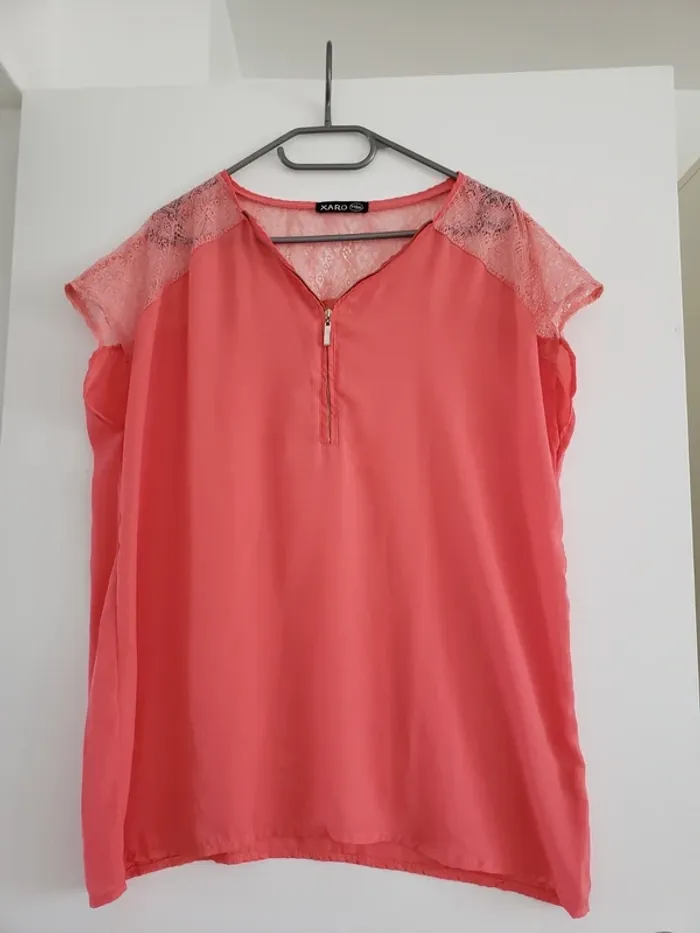 Blouse manches courtes corail