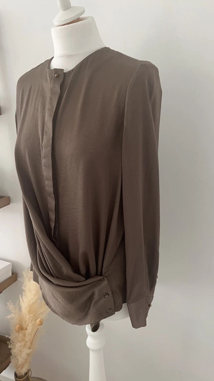 Blouse chemisier kaki Ikks S comme neuve - photo numéro 2