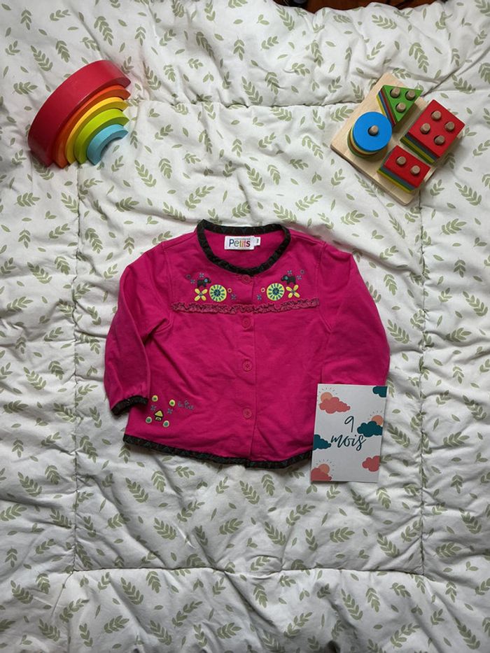 gilet léger rose à motifs 9 mois la compagnie des petits