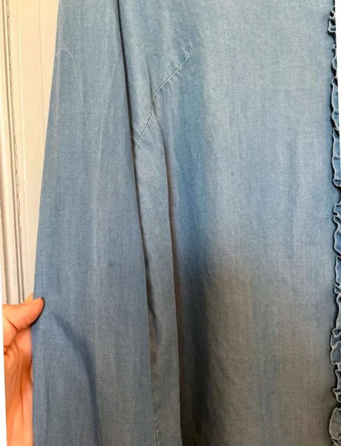 Chemise blouse en viscose bleu avec petits détails Promod - photo numéro 3