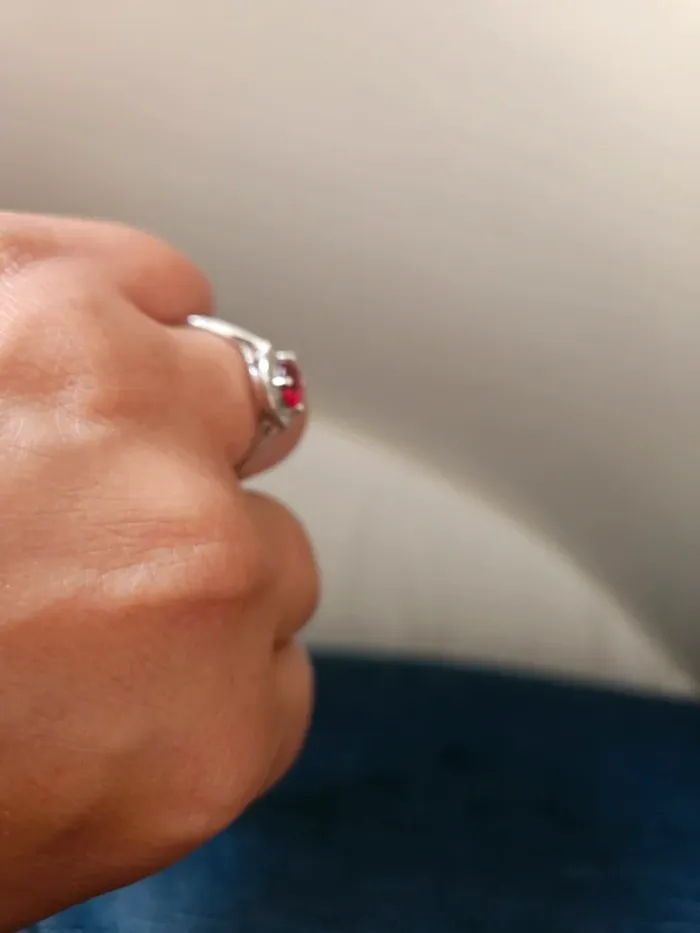 Bague argent et pierre rouge t56 - photo numéro 2