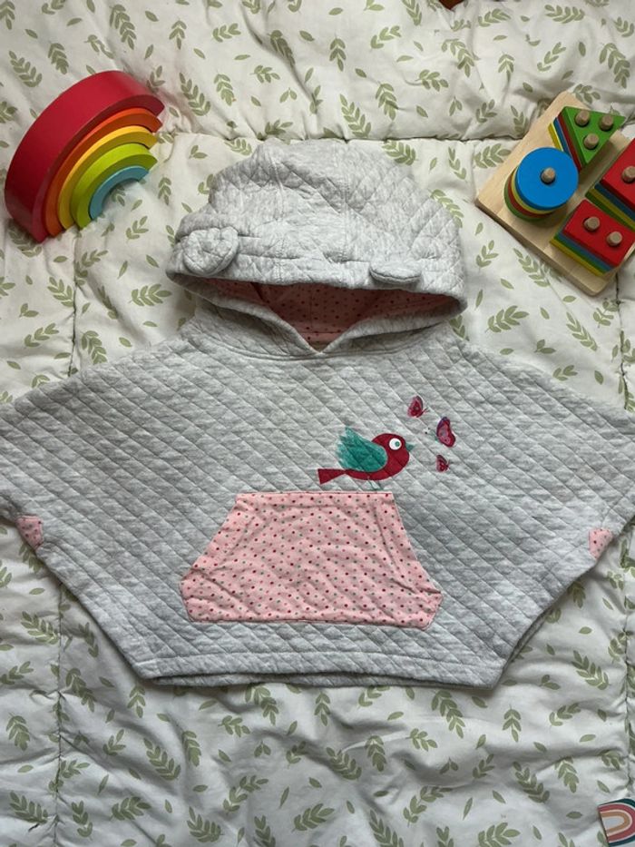 Poncho à capuche gris poche devant boîte à malices 18 mois - photo numéro 3