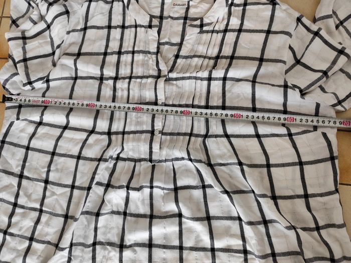 Blouse chemise blanche quadrillée taille 54 Damart - photo numéro 9