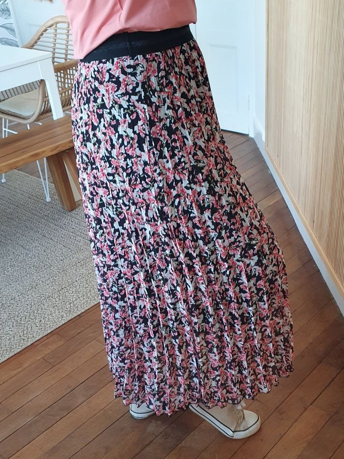 Jupe plissée Vienne rose motifs Taille L - photo numéro 4