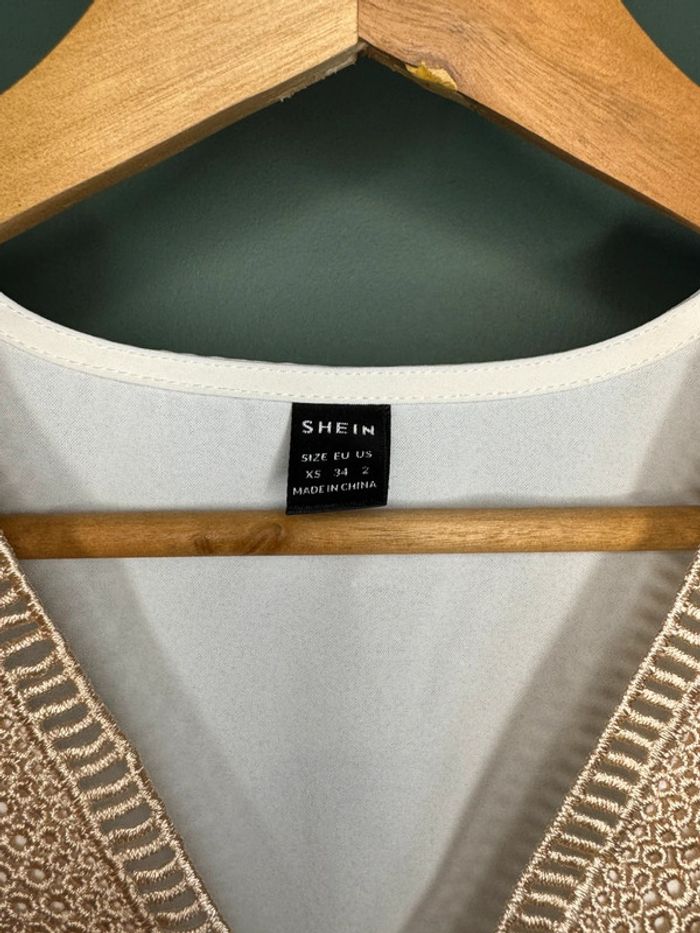 T shirt blanc et doré manches courtes femme 👚 - photo numéro 2