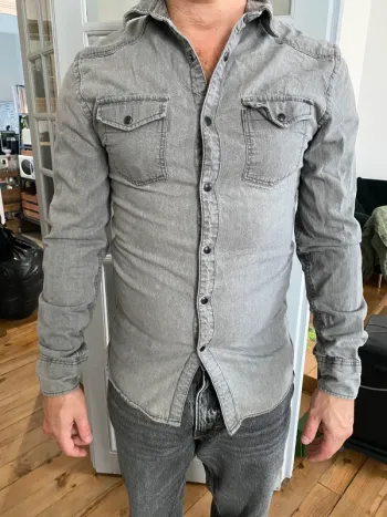 Chemise en jean gris Kiabi
