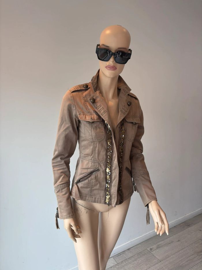 Veste en jeans Morgan de toi beige - photo numéro 3
