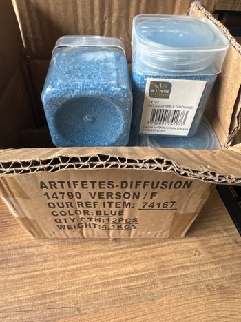 Lot de 12 pots sable décoratif turquoise neuf