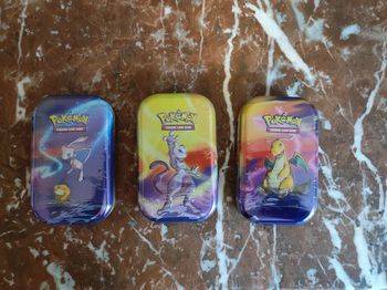 Pokemon - lot de 3 Mini-tin pouvoir de Kanto ( Kanto power ) illustration Mewtwo , Dracolosse et Mew - 1x EB10 Astres radieux et 1x EB11 Origine perdue par Asmodée 