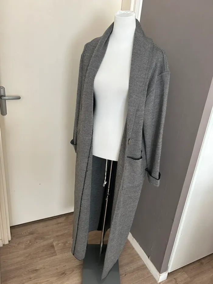 fabrice karel manteau, gilet, long, caban gris oversize - photo numéro 3