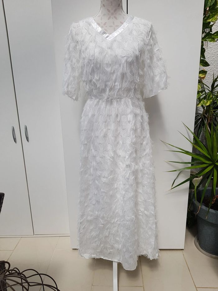 Robe De Mariée Boho Boheme Blanche Plumes - photo numéro 2