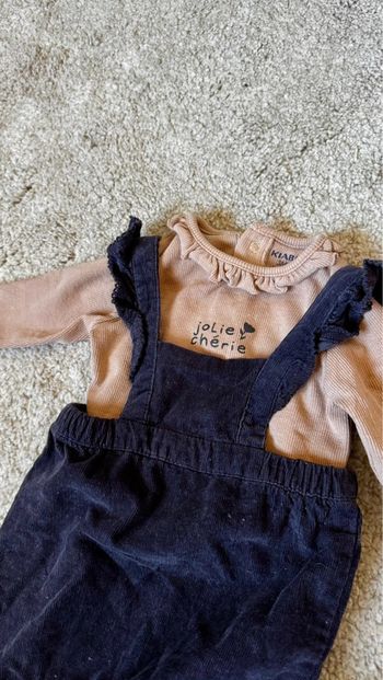 Ensemble salopette velours + pull Kiabi – 3 mois