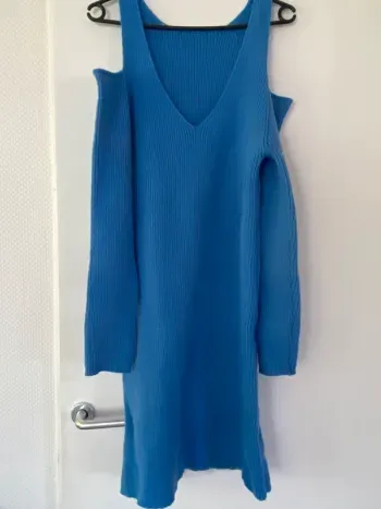 Robe pull en laine bleu