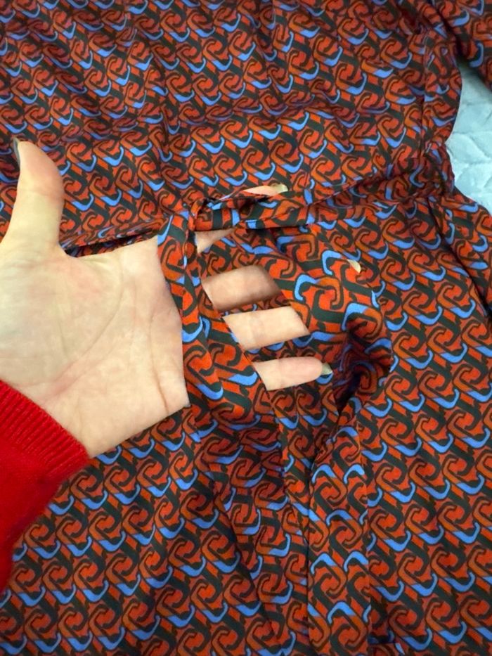 Robe droite à motifs rouge bleu et noir - photo numéro 3