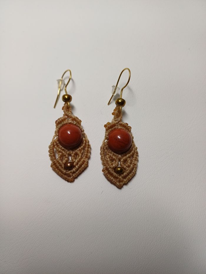 Boucles d'oreilles micro-macramé - photo numéro 5
