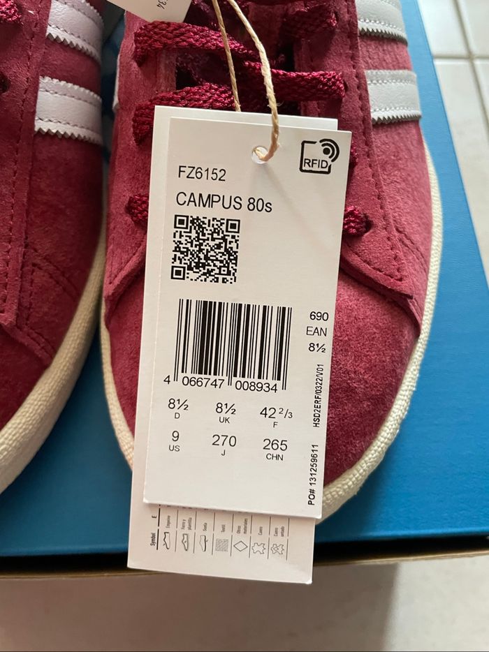 37,5€ avec le code SABLE25 Adidas Campus 80s T42 2/3 - photo numéro 3