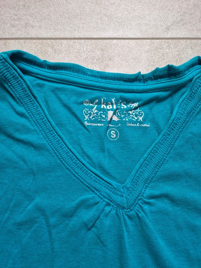 T shirt uni manches longues vert kalais - photo numéro 3