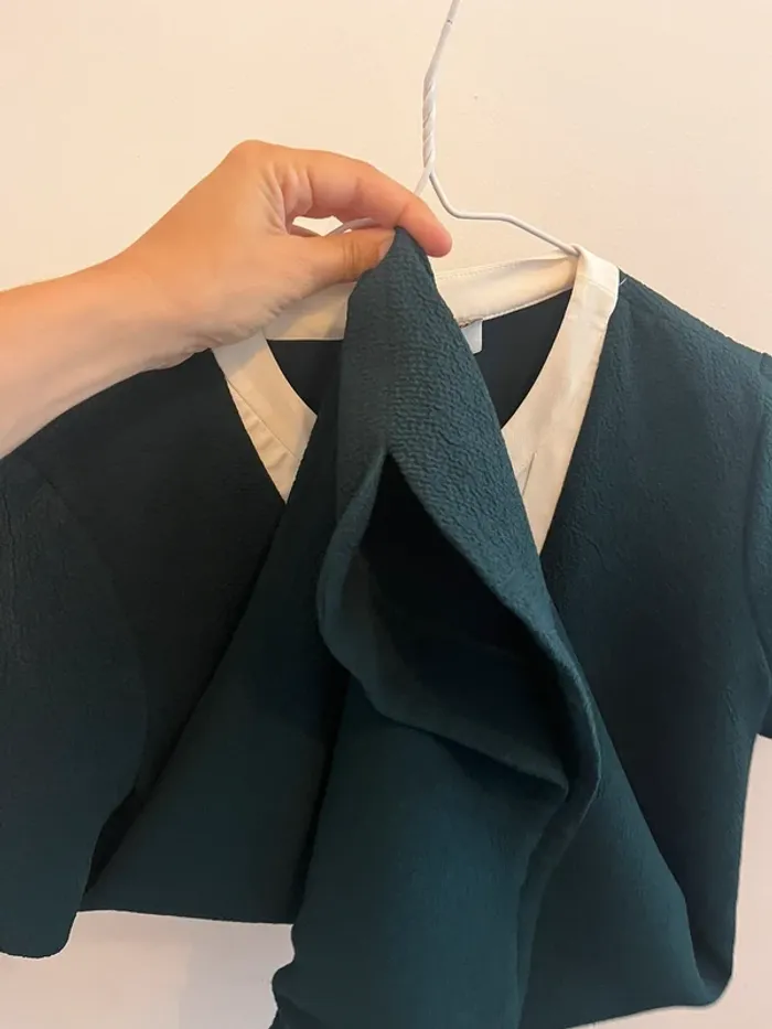 Robe habillée verte foncée avec effet chemisier - photo numéro 4
